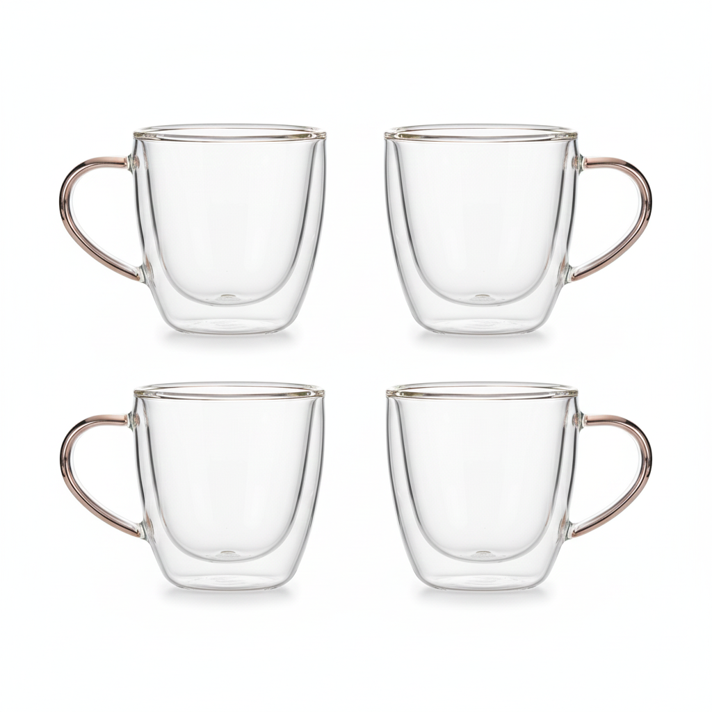 Miconiq™ Double-Wall Glass Coffee Cups — Minimalist Insulated Mug Set